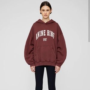 ANINE BING Sport Harvey Sweatshirt Dark Cherry SZ XS